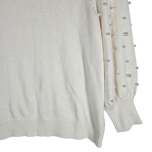 Lilly Pulitzer Ginny Pearl Sweater Womens XL NEW White Embellished Puff Sleeves - Picture 10 of 12